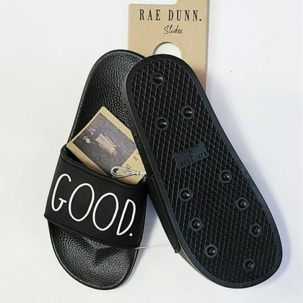 NWT Rae Dunn Good Vibes Slip On Casual Beach Slide Sandals - Picture 4 of 4